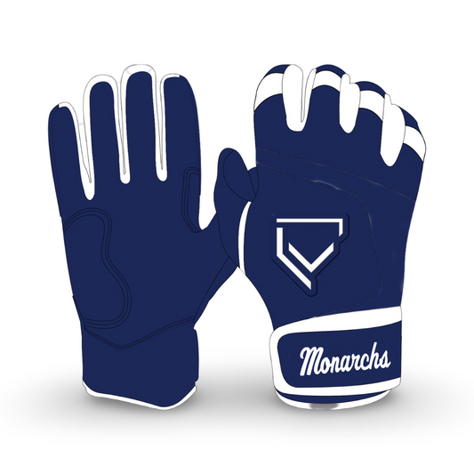 Monarchs - White/Navy Custom Batting Gloves